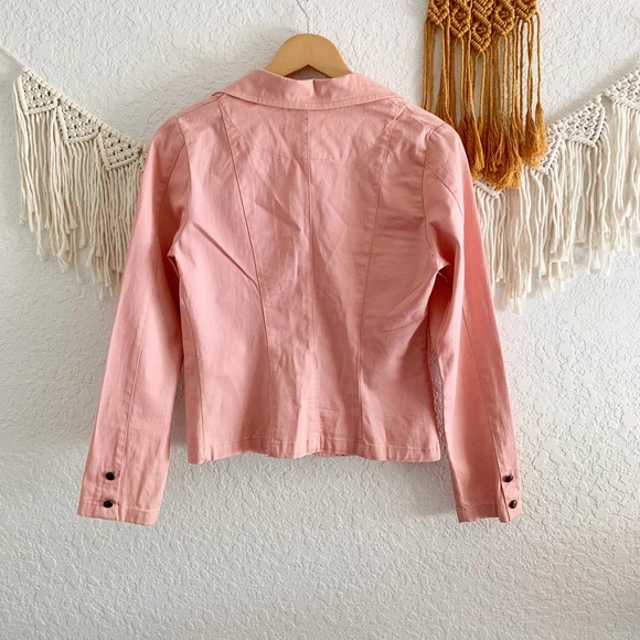 Coral Pink Bronze Button Blazer Jacket - Picture 5 of 7